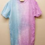 Dip Tye Dyed T Shirt Pastel Colours Pink And Blue..